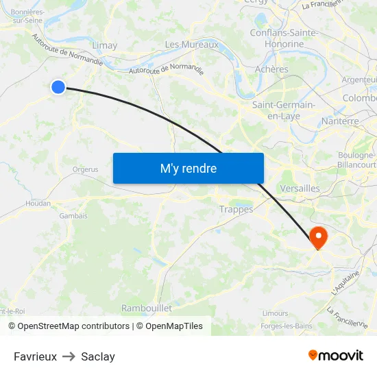 Favrieux to Saclay map