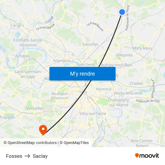 Fosses to Saclay map