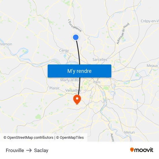 Frouville to Saclay map