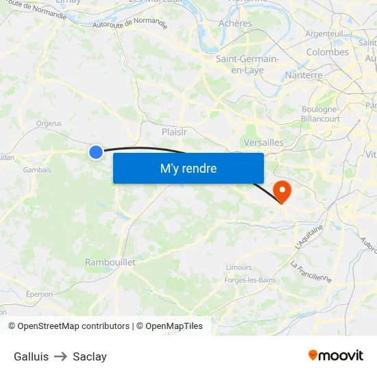 Galluis to Saclay map