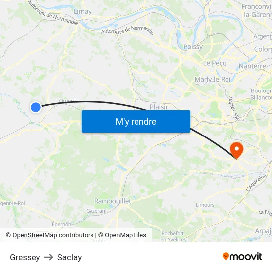 Gressey to Saclay map