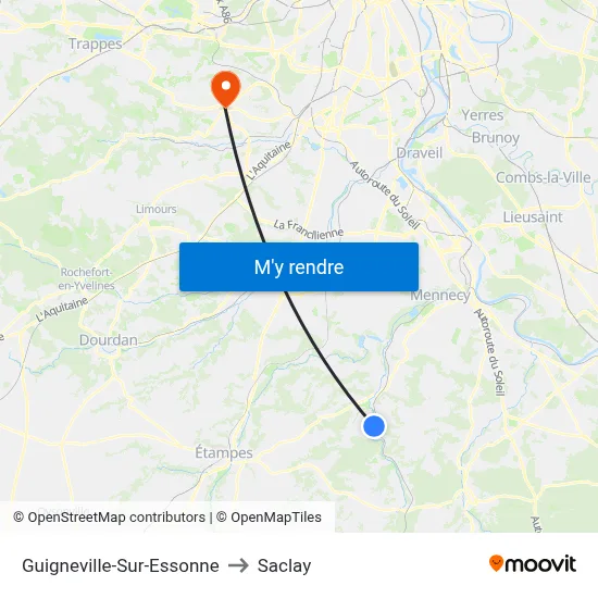 Guigneville-Sur-Essonne to Saclay map