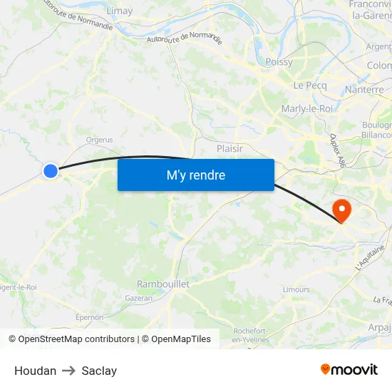 Houdan to Saclay map