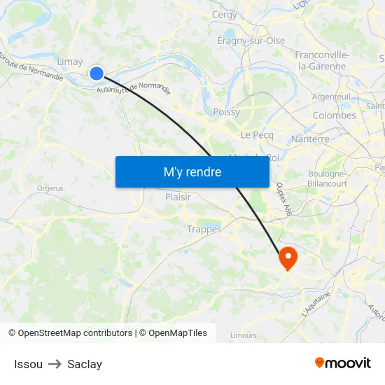 Issou to Saclay map