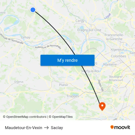 Maudetour-En-Vexin to Saclay map
