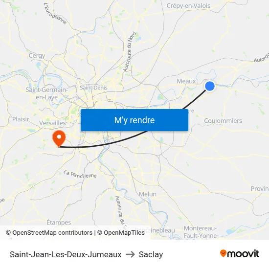 Saint-Jean-Les-Deux-Jumeaux to Saclay map