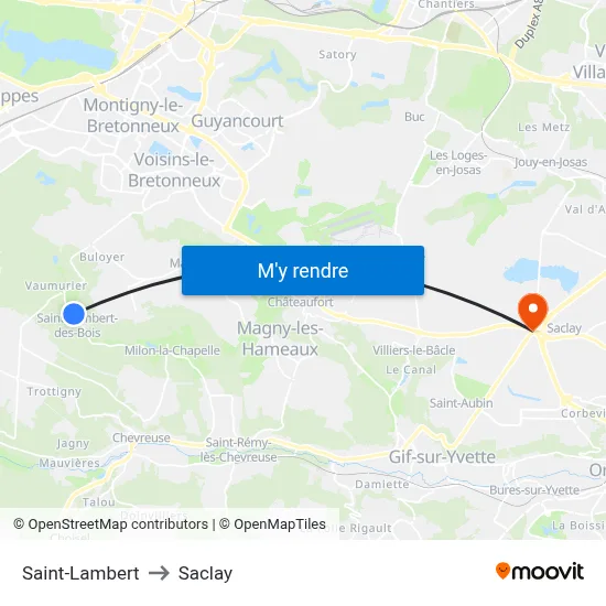 Saint-Lambert to Saclay map