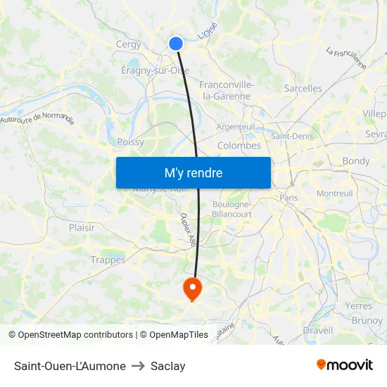 Saint-Ouen-L'Aumone to Saclay map