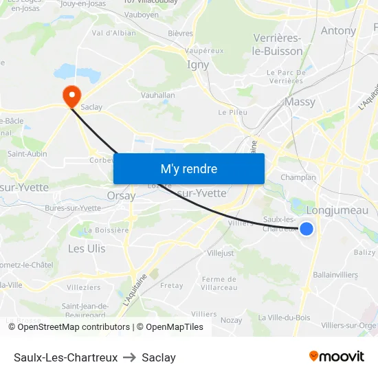 Saulx-Les-Chartreux to Saclay map