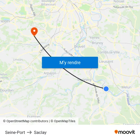 Seine-Port to Saclay map