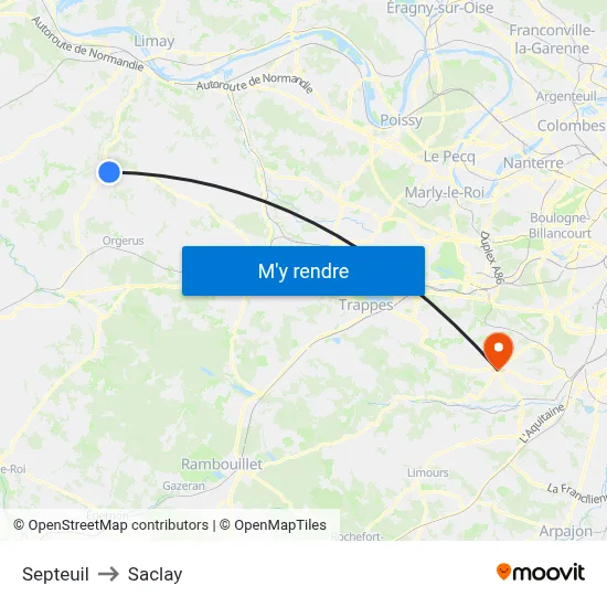 Septeuil to Saclay map
