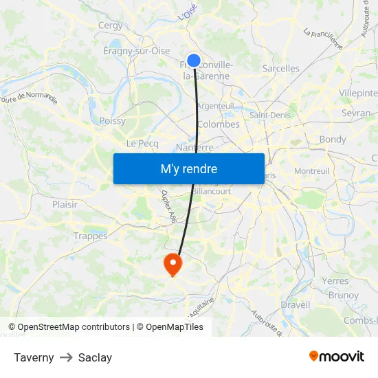 Taverny to Saclay map