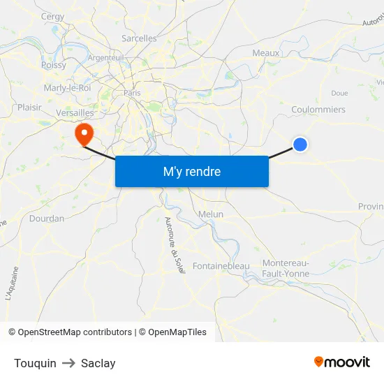 Touquin to Saclay map