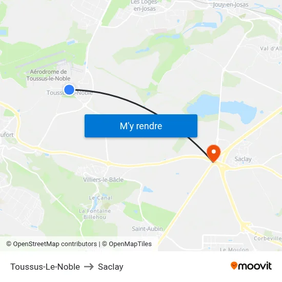 Toussus-Le-Noble to Saclay map