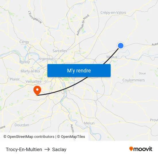 Trocy-En-Multien to Saclay map