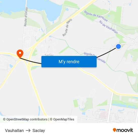 Vauhallan to Saclay map