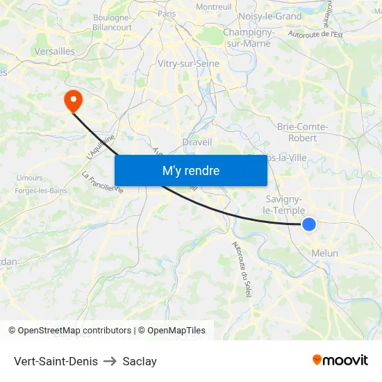 Vert-Saint-Denis to Saclay map