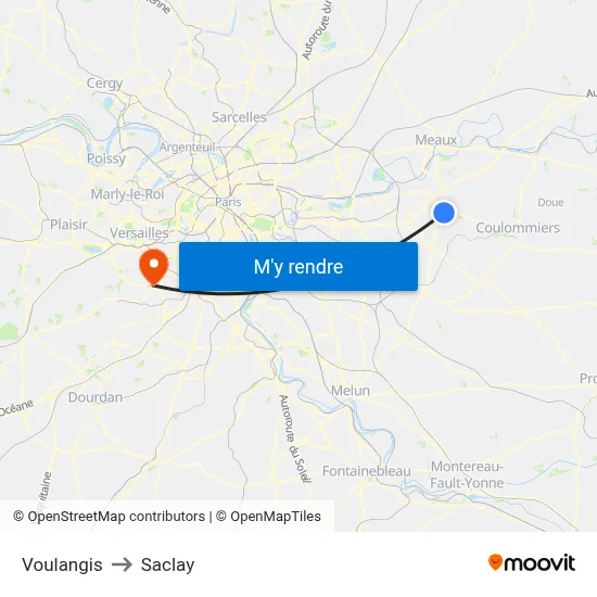 Voulangis to Saclay map