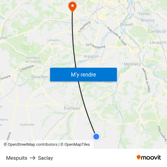 Mespuits to Saclay map