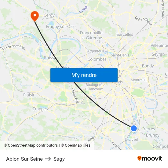 Ablon-Sur-Seine to Sagy map