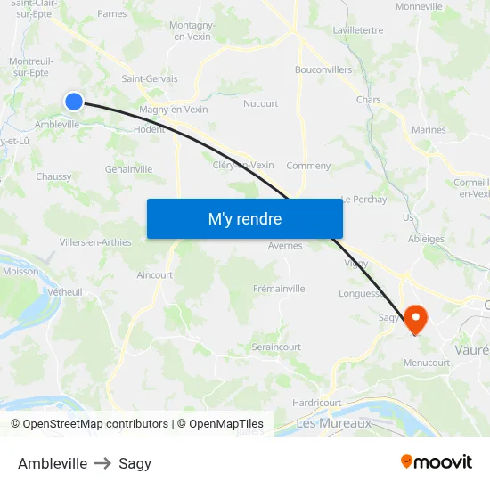Ambleville to Sagy map