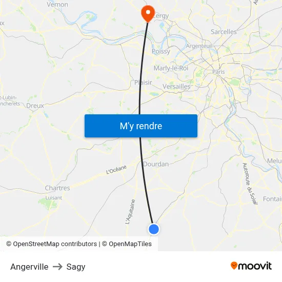 Angerville to Sagy map