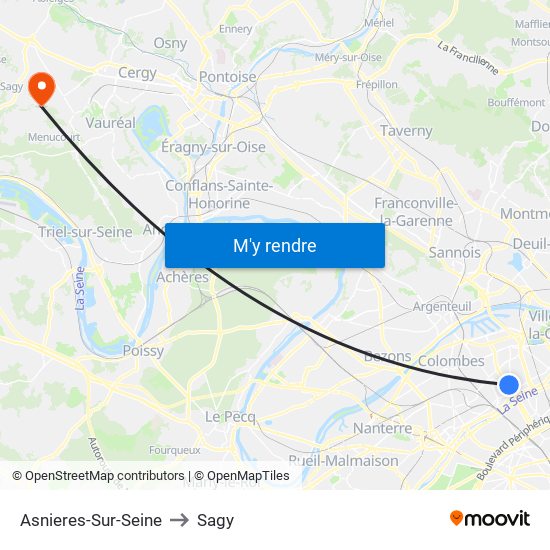 Asnieres-Sur-Seine to Sagy map