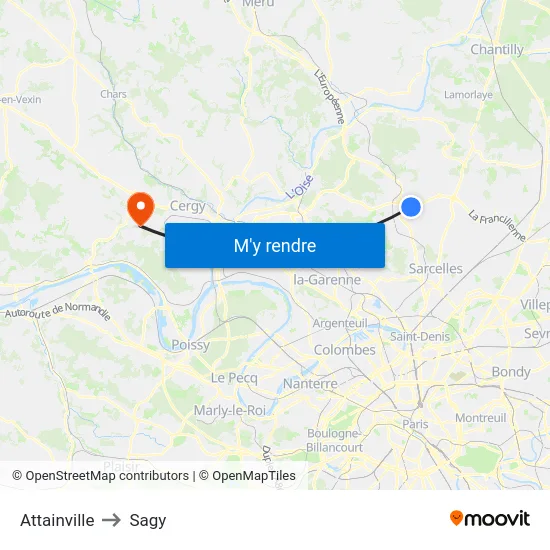 Attainville to Sagy map