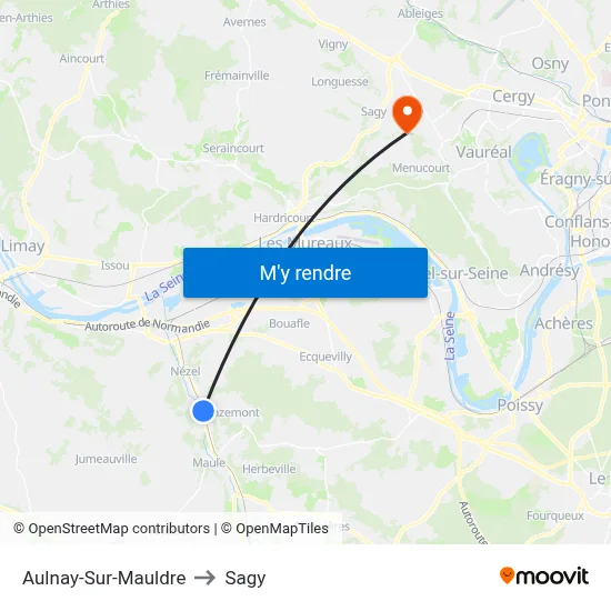 Aulnay-Sur-Mauldre to Sagy map