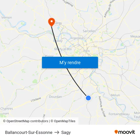 Ballancourt-Sur-Essonne to Sagy map