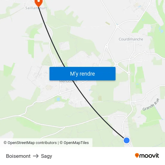 Boisemont to Sagy map