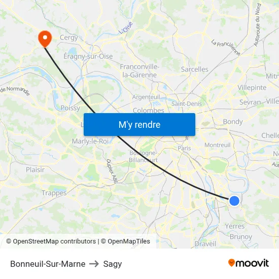 Bonneuil-Sur-Marne to Sagy map
