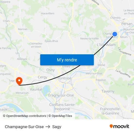 Champagne-Sur-Oise to Sagy map