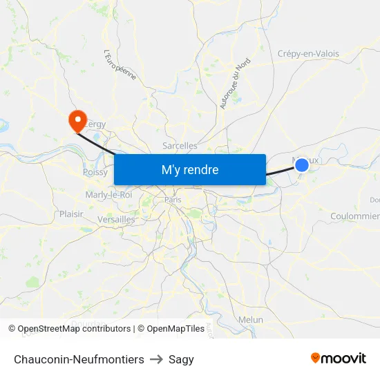 Chauconin-Neufmontiers to Sagy map