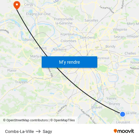 Combs-La-Ville to Sagy map