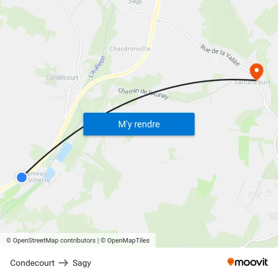 Condecourt to Sagy map