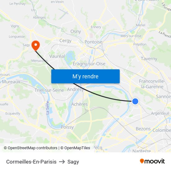 Cormeilles-En-Parisis to Sagy map