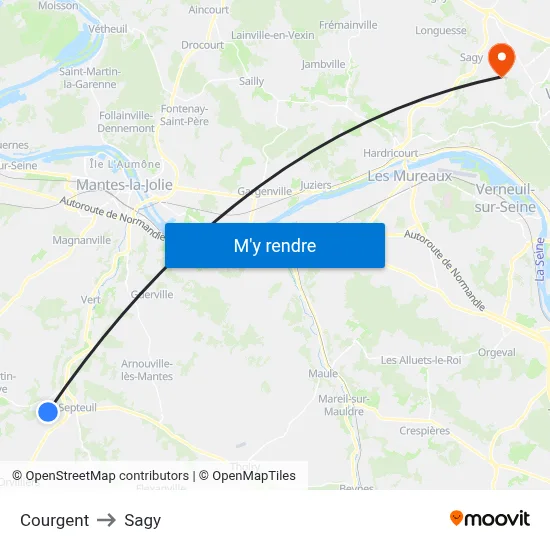 Courgent to Sagy map