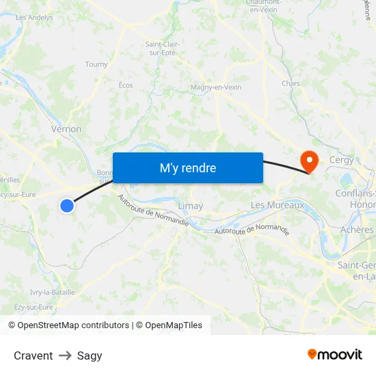 Cravent to Sagy map