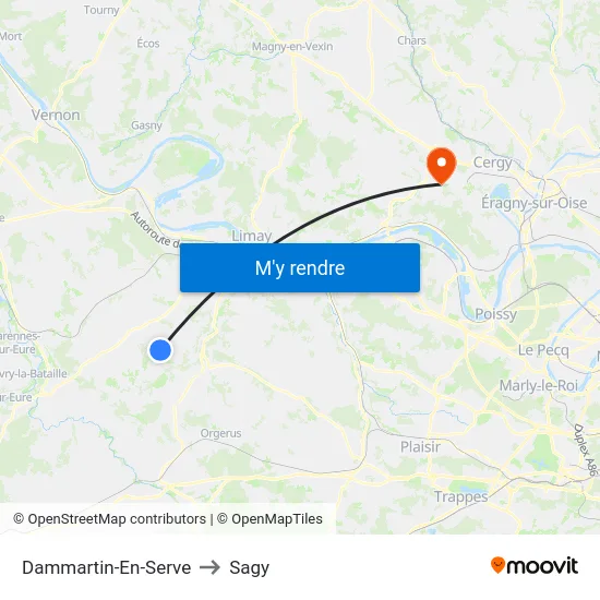 Dammartin-En-Serve to Sagy map