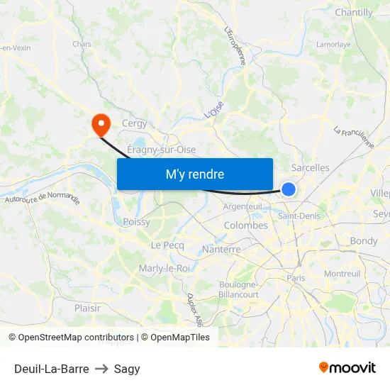 Deuil-La-Barre to Sagy map