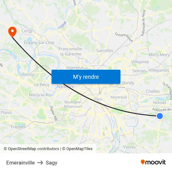 Emerainville to Sagy map