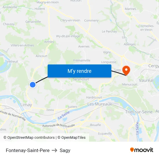 Fontenay-Saint-Pere to Sagy map