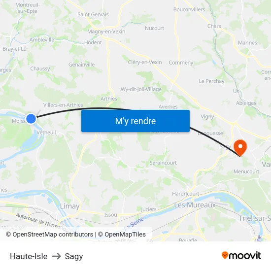Haute-Isle to Sagy map