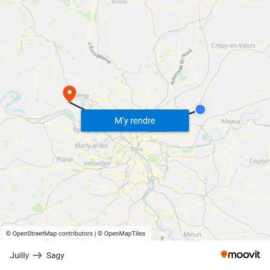 Juilly to Sagy map