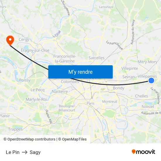 Le Pin to Sagy map