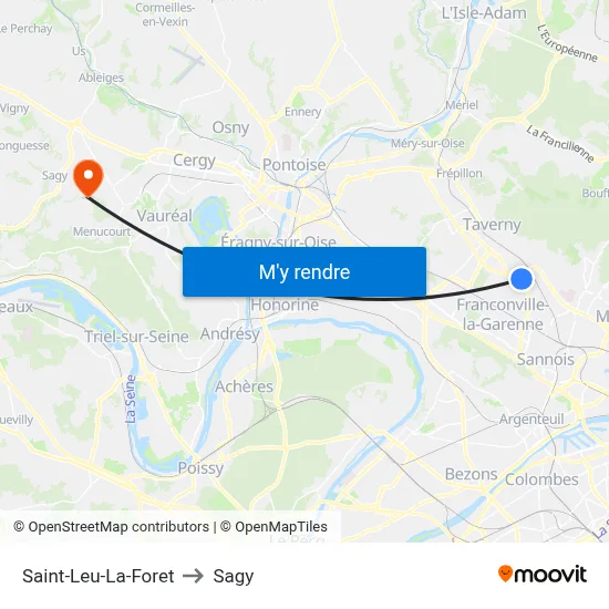 Saint-Leu-La-Foret to Sagy map