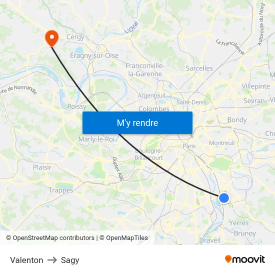 Valenton to Sagy map