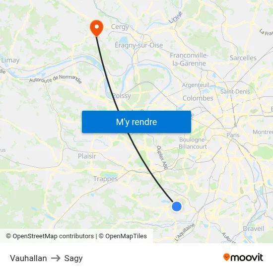 Vauhallan to Sagy map