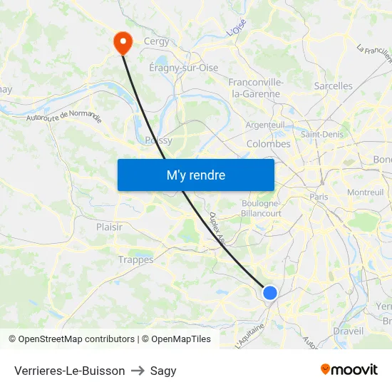Verrieres-Le-Buisson to Sagy map